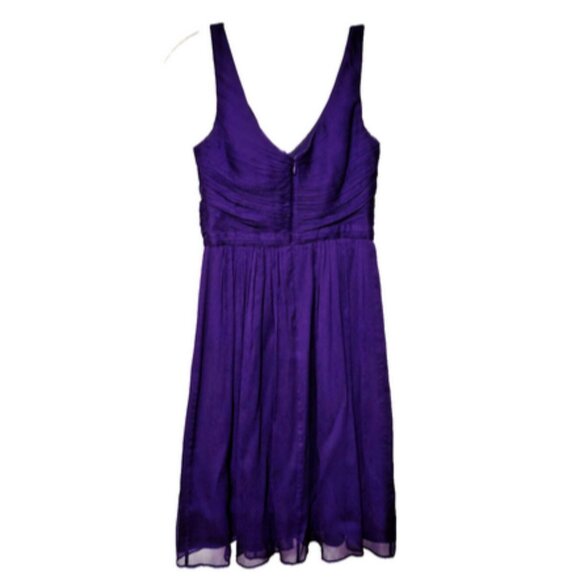 J Crew Purple Heidi Silk Chiffon Cross Front Bodice Fit* Flare Dress Size 0 NWOT - Picture 8 of 9